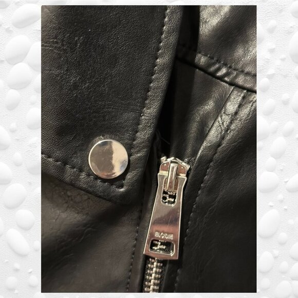 Edgy Black Faux Leather Moto Jacket - Butter Soft Size L - Picture 11 of 13
